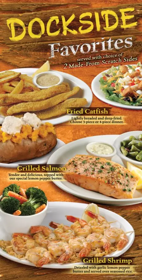 Grilled Salmon, Fried Catfish, Grilled Shrimp